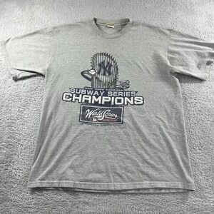 Vintage 2000 NY Yankees Shirt Mens XL Gray‎ Subway Series Champions Lee Sport